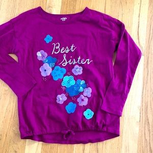 NWOT Best sister drawstring long sleeve shirt. Maroon, size 10 *2